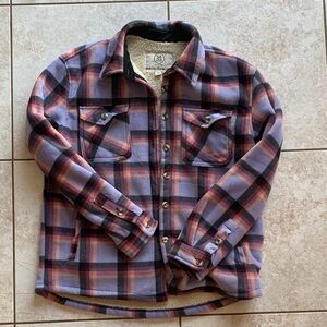 Cozy Plaid Teddy Jacket - Purple and Black